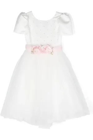 MONNALISA Floral-appliqué full-skirt dress