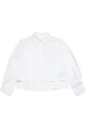 Maison Margiela Numbers-embroidered pleated cotton shirt