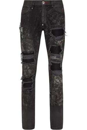 Philipp Plein Ripped stonewashed skinny jeans