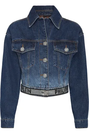 Philipp Plein Crystal cropped denim jacket
