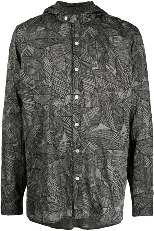 MOSTLY HEARD RARELY SEEN Leaf-print hooded shirt