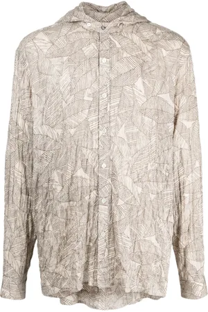 MOSTLY HEARD RARELY SEEN Leaf-print hooded shirt
