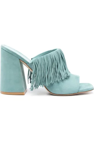 Stuart Weitzman Tia Fringe 100mm sueded mules