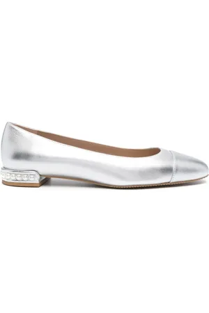 Stuart Weitzman Pearl-detail leather ballerina shoes
