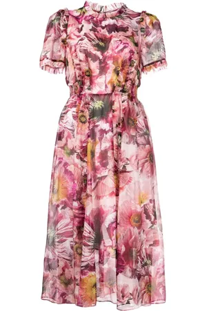 Marchesa Notte Sedum floral-print midi dress