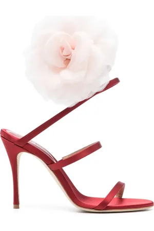 MAGDA BUTRYM 105mm floral-appliqu?? satin sandals
