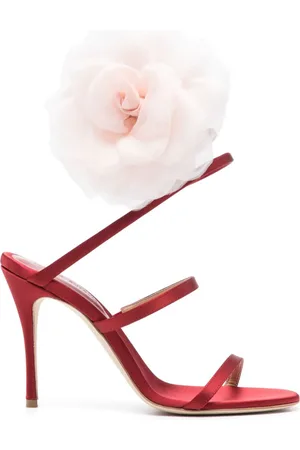 MAGDA BUTRYM 105mm floral-appliqué satin sandals