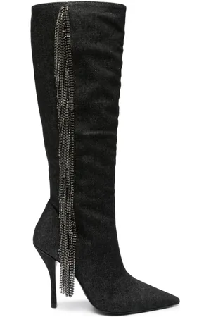 Stuart Weitzman Crystal Fringe 100mm knee-high boots