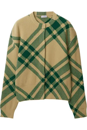 Burberry Check-pattern wool-blend cardigan