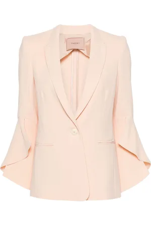 Twin-Set Flounce-sleeve crepe blazer