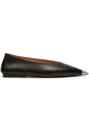 MARSÈLL Pointed-toe leather ballerina shoes