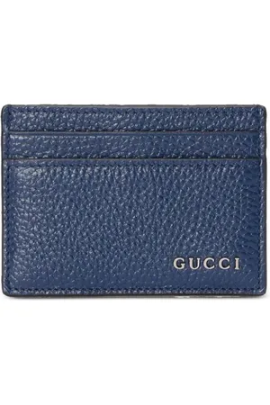 Embossed-leather card holder with logo plaque