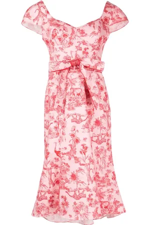 Marchesa Notte Daylily graphic-print midi dress