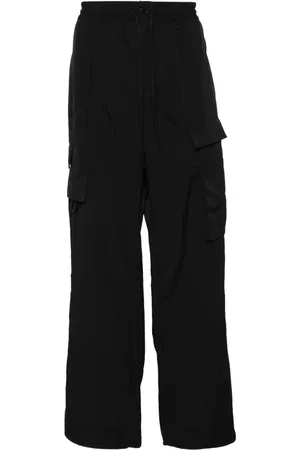 Y-3 Crinkle logo-print wide-leg cargo trousers