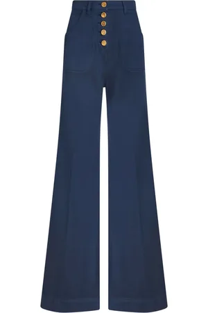 Etro Logo-embossed button high-rise flared jeans
