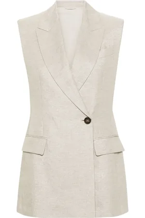 Brunello Cucinelli Metallic-threading sleeveless blazer