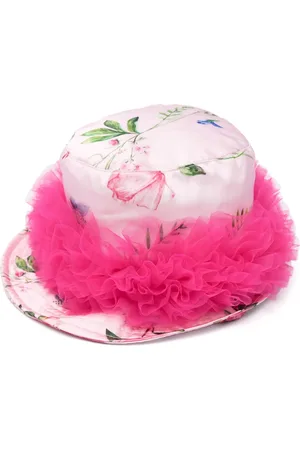 MONNALISA Ruffle-detail floral-print bucket hat