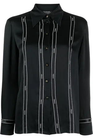 CHANEL 1994 logo-buttons silk shirt