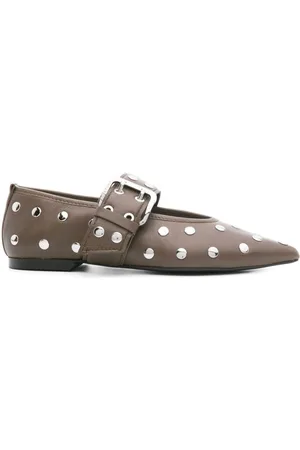 Bimba y Lola Studded leather ballerina shoes