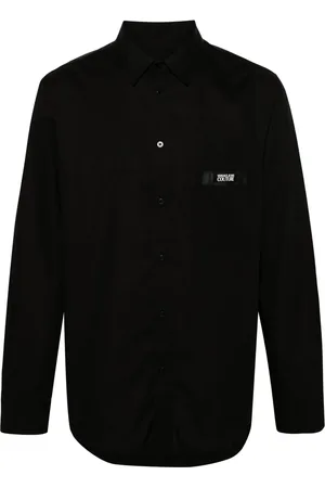 VERSACE Logo-patch cotton shirt