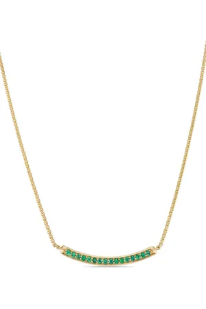 David Yurman 18kt yellow Petite Pav?? Bar emerald necklace (1.25mm)