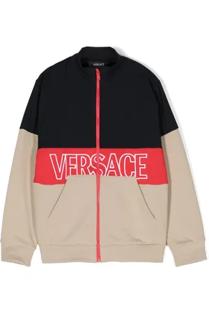 VERSACE Embroidered-logo zip-up sweatshirt