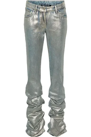 Patrizia Pepe Gold Sun mid-rise metallic straight-leg jeans