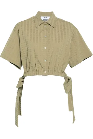 Msgm Seersucker cropped shirt
