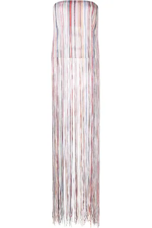 Missoni Striped fringed strapless top