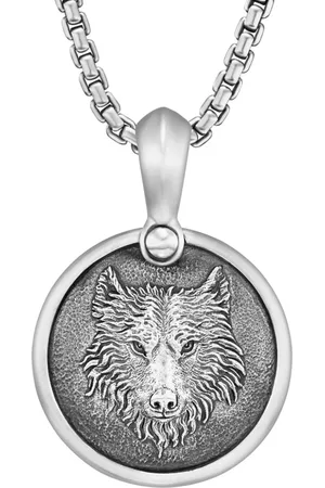 David Yurman Sterling silver Petrvs Wolf diamond amulet (21mm)
