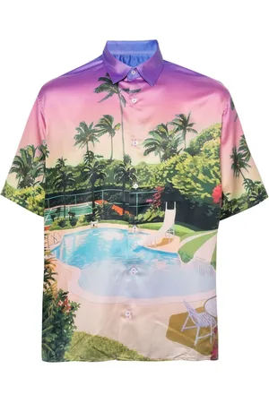 Family First Pool-print bowling shirt