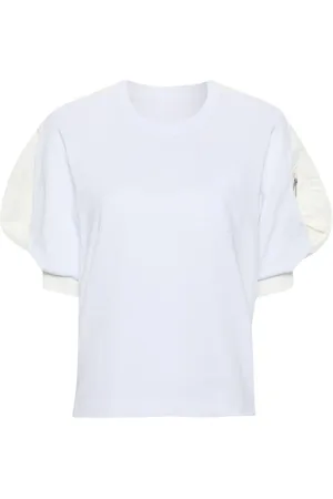 SACAI Puff-sleeves cotton T-shirt