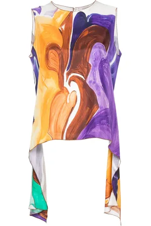 Dorothee Schumacher Abstract-print handkerchief hem silk blouse
