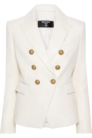 Balmain Double-breasted leather blazer