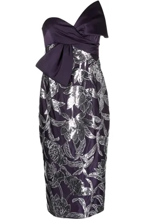 Marchesa Notte Lotus sequin-embellished midi dress