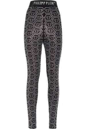 Philipp Plein Monogram-embellished high-waist leggings