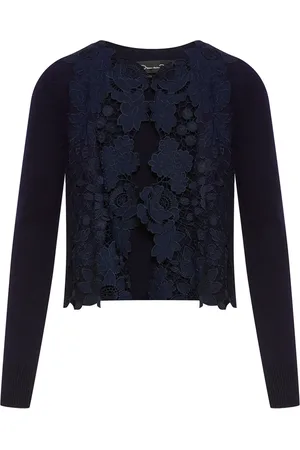 Oscar de la Renta Mixed Botanical lace-panelled cardigan
