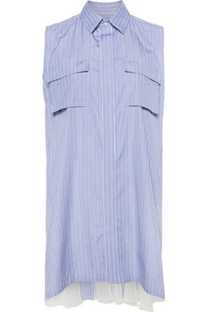 SACAI Striped sleeveless shirtdress