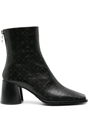 Marine Serre Monogram-debossed leather ankle boots