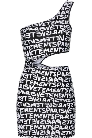 Vetements Logo-print asymmetric minidress