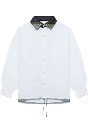 Kolor Striped-collar cotton shirt