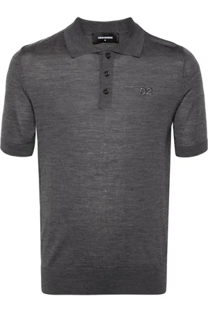 Dsquared2 Logo-embroidered fine-knit polo shirt