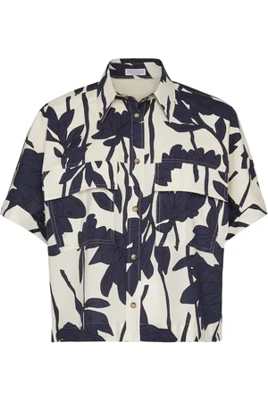 Brunello Cucinelli Leaf-print cotton shirt