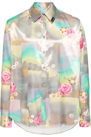MARTINE ROSE Mix-print iridescent shirt