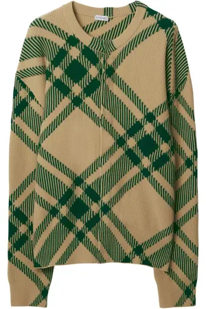 Burberry Check-pattern intarsia-knit cardigan