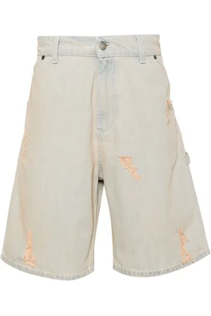 Msgm Distressed mid-rise denim shorts