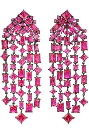 Anabela Chan Rhodium vermeil Cascade ruby drop earrings