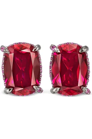 Anabela Chan 18kt white gold vermeil Wing ruby earrings