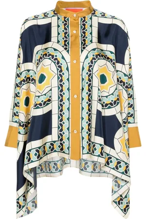 La DoubleJ Foulard geometric-print silk shirt