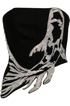 DAVID KOMA Koi Fish-appliqué crop top